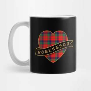 The ROBERTSON Family Tartan Heart & Ribbon Retro Family Insignia Mug